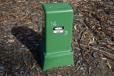 electric transformer box in front of house|green electrical boxes on property.